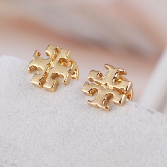 Tory Burch GOLD Small Logo Stud Earrings - Picture 3 of 3